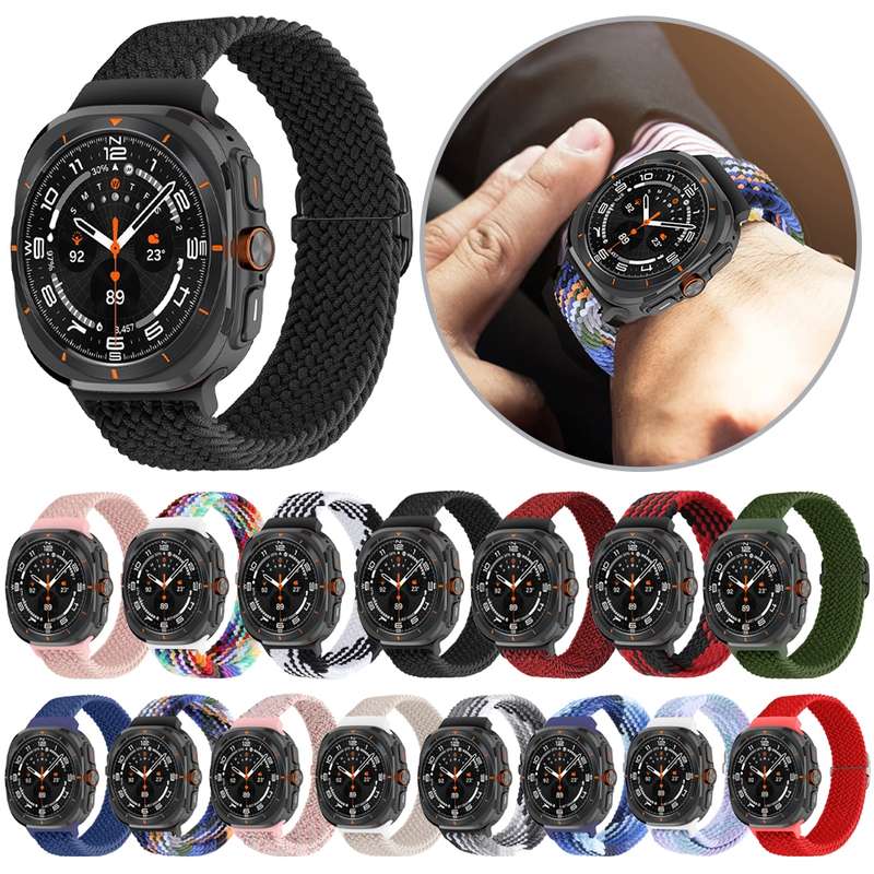 For Samsung Galaxy Watch Ultra 47mm Slide Buckle Nylon Braided Watch Band(Red Black)