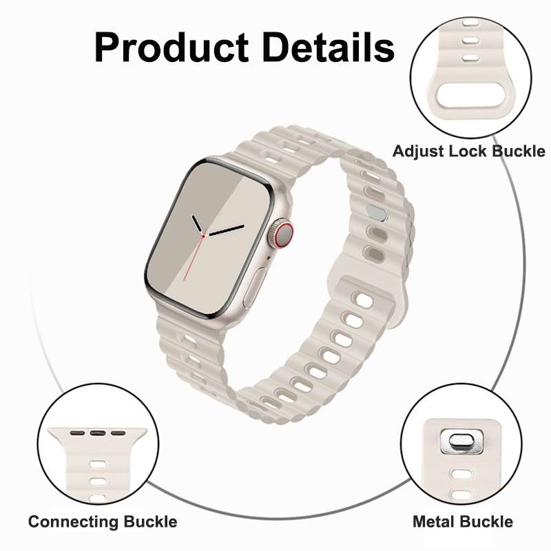 For Apple Watch Series 10 46mm Reverse Buckle Breathable Silicone Watch Band(Saddle Brown)