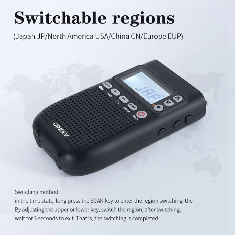 QINGLV QL-518 Portable Bluetooth Transmitter Radio Support FM / AM / MP3(Black)