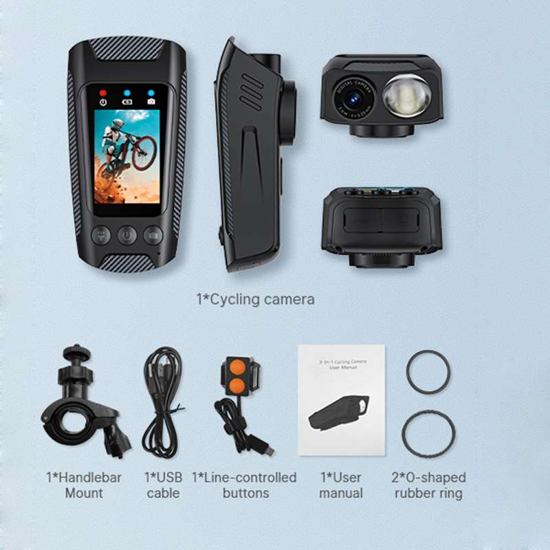 C3 Pro 2 inch IPS Color Screen IPX5 Waterproof Video Recording Lighting Cycling Camera(Black)