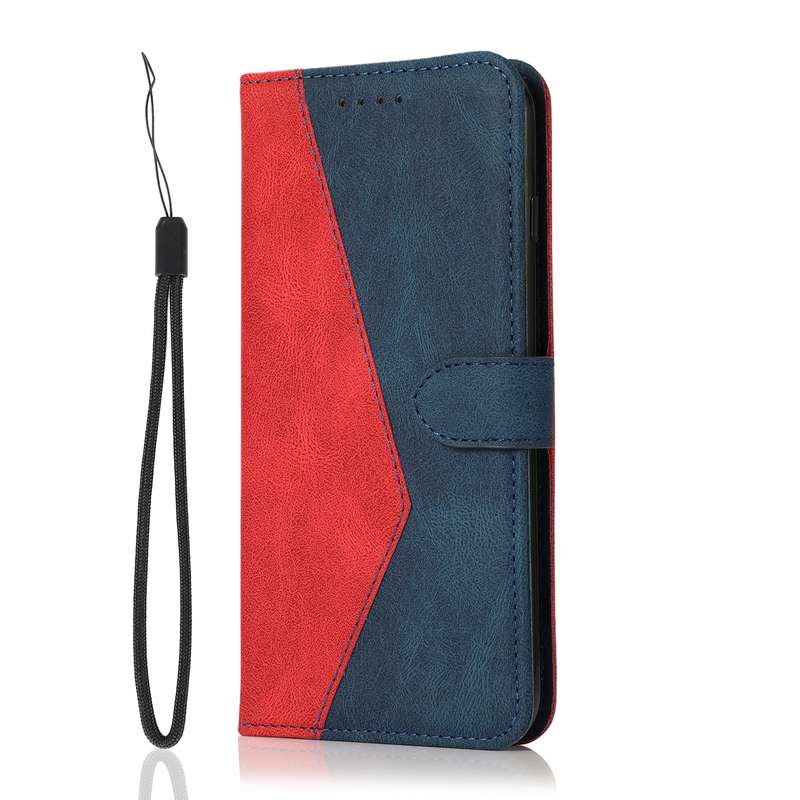 For Redmi Note 13 4G Dual-color Stitching Leather Phone Case(Red Blue)