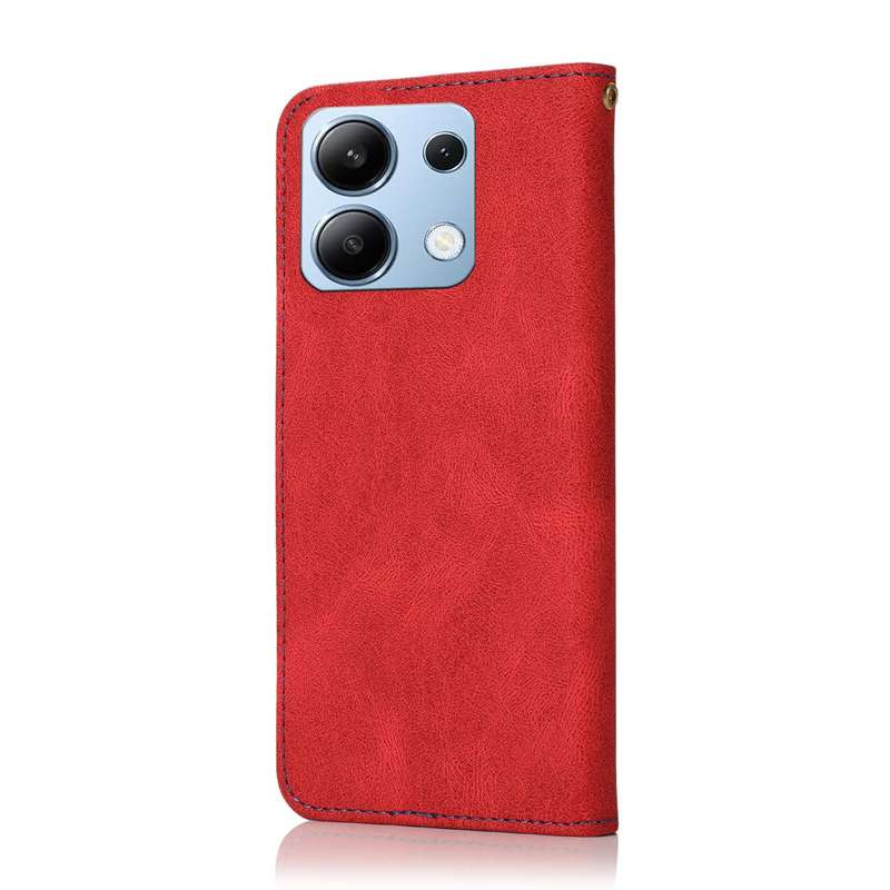 For Redmi Note 13 4G Dual-color Stitching Leather Phone Case(Red Blue)