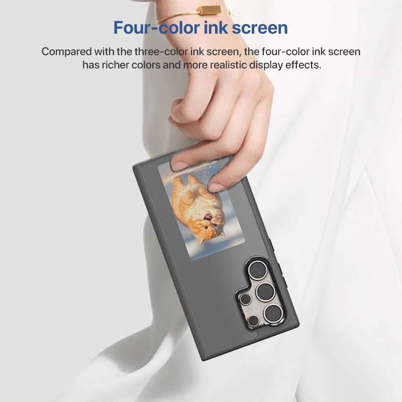 For Samsung Galaxy S23 Ultra 5G Four-Color E-ink Screen NFC DIY Phone Case(Black)