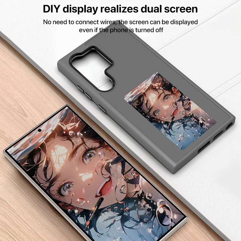 For Samsung Galaxy S23 Ultra 5G Four-Color E-ink Screen NFC DIY Phone Case(Black)