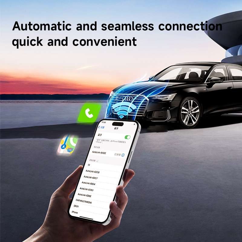 For iPhone Smart Wireless Car CarPlay Box Wired to Wireless Adapter(Black)