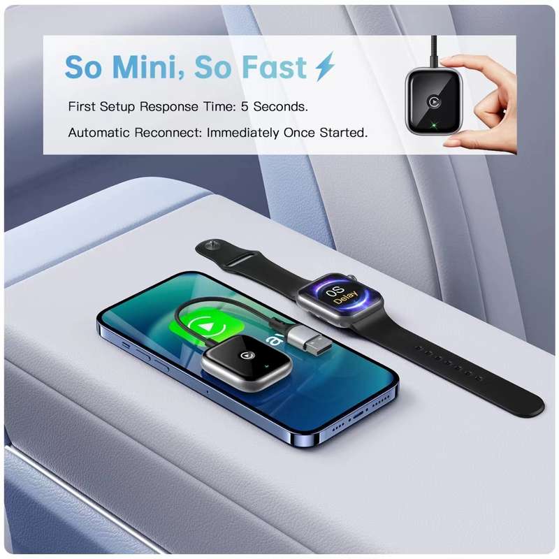 For iPhone Car Apple CarPlay Box Wired to Wireless Adapter(Black)