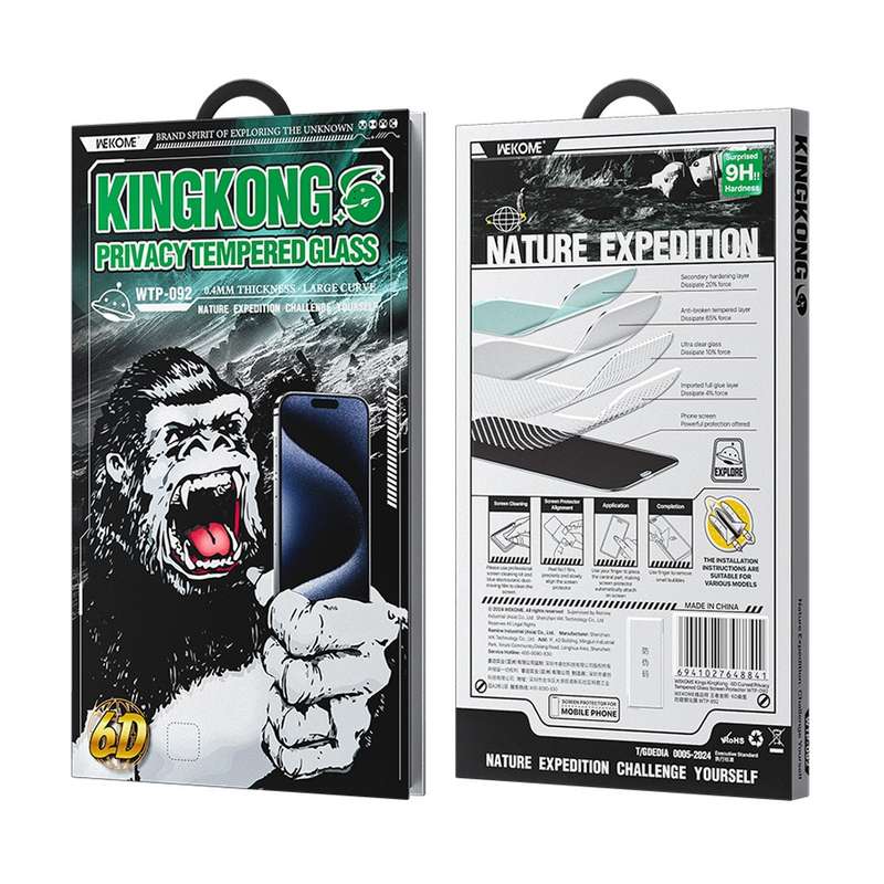 For iPhone 16 / 15 WK WTP-092 King Kong 6D Curved 28 Degree Privacy Tempered Glass Film