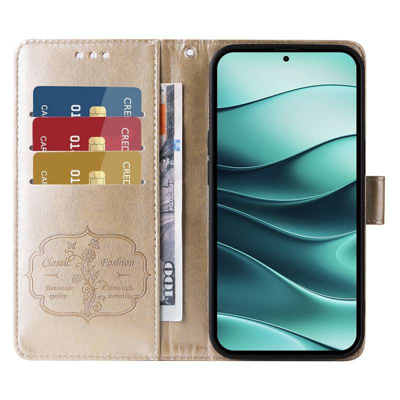 For Redmi Note 14 5G Embossed Butterfly Flowers Leather Phone Case(Purple)