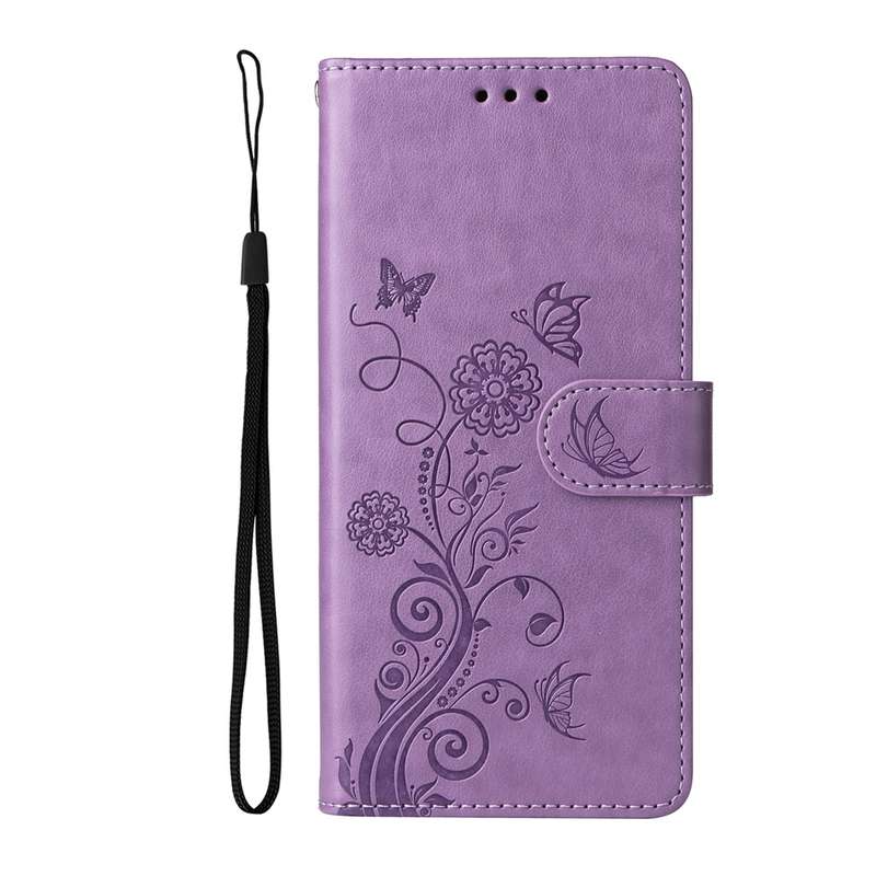 For Redmi Note 14 Pro 5G / Note 14 Pro+ 5G Embossed Butterfly Flowers Leather Phone Case(Purple)