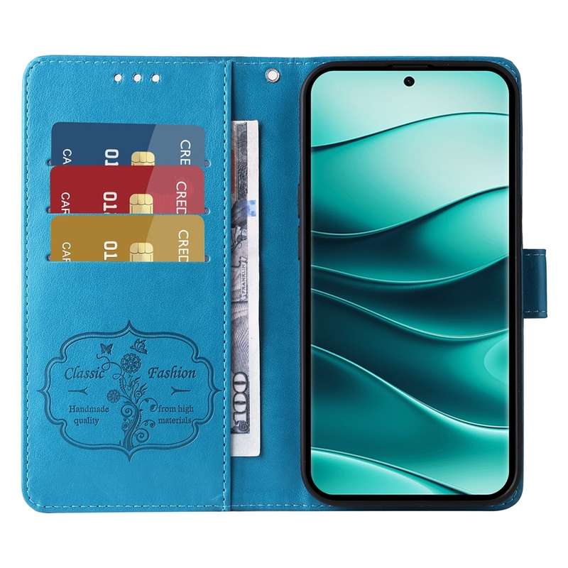 For Redmi Note 14 Pro 5G / Note 14 Pro+ 5G Embossed Butterfly Flowers Leather Phone Case(Purple)