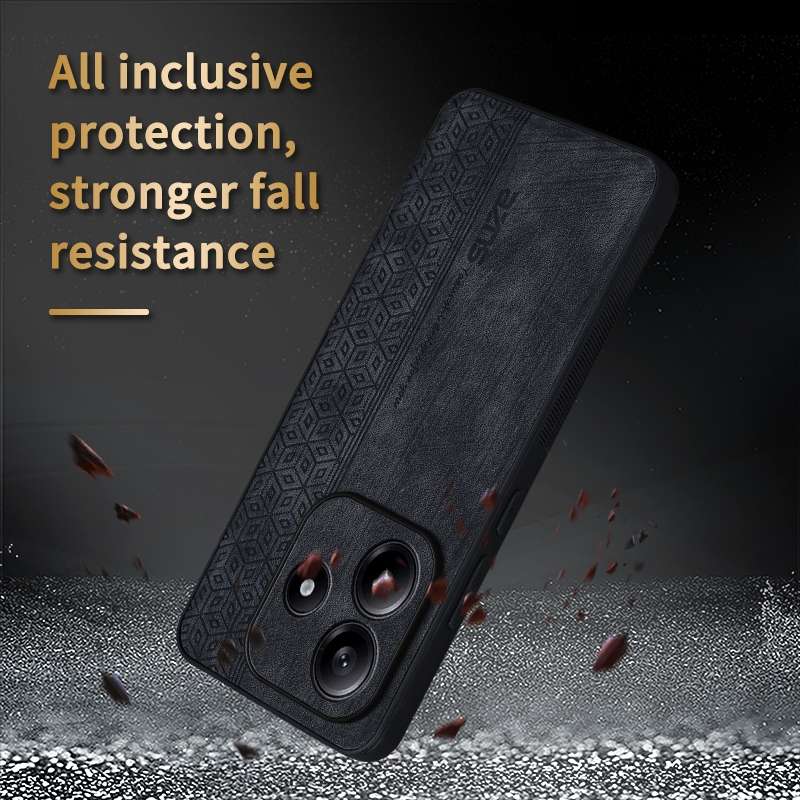 For Redmi Note 14 5G AZNS 3D Embossed Skin Feel Phone Case(Black)
