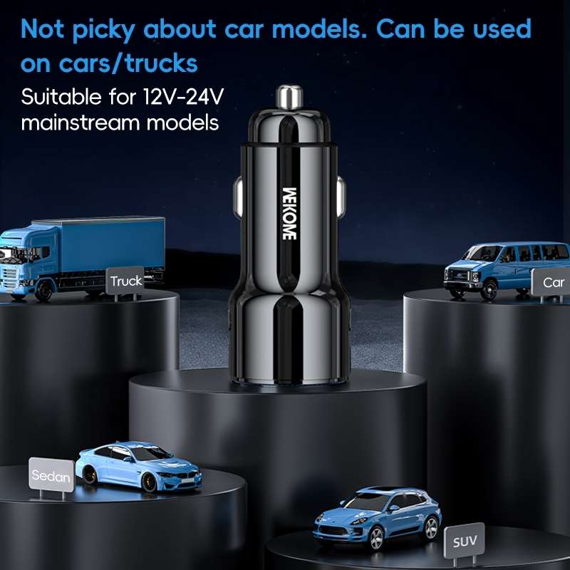 WEKOME WP-C49 Pop Digital Series USB, USB-C / Type-C 63W Fast Car Charger(Tarnish)