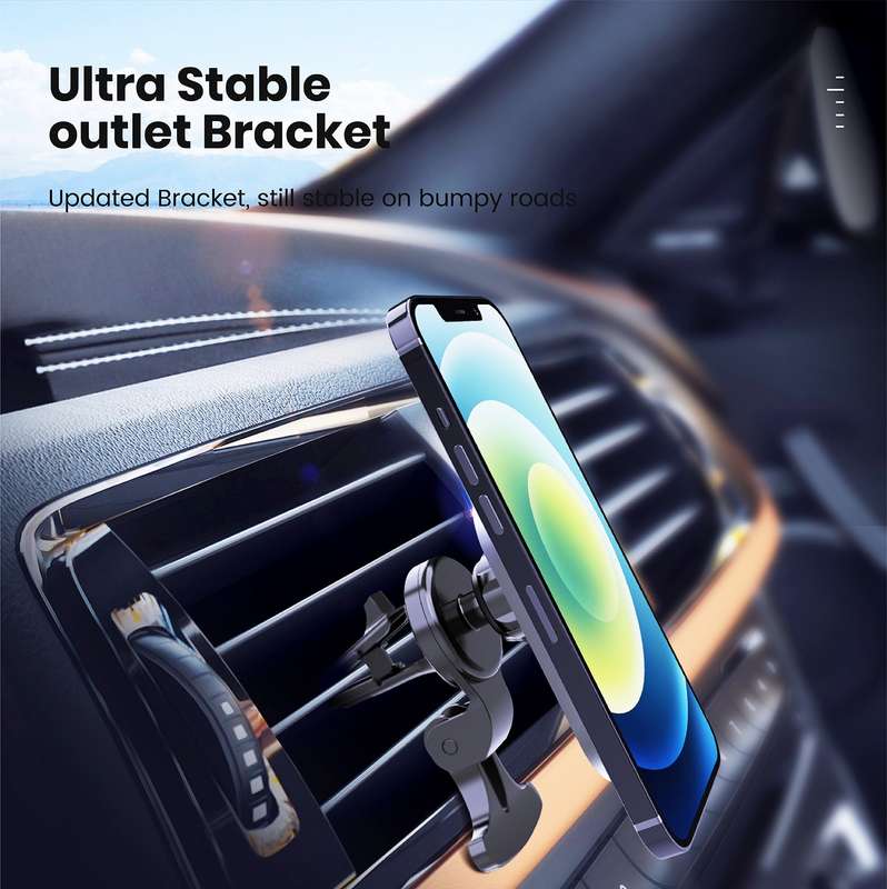 CW12 15W Max QI Standard Magnetic Wireless Charging Car Holder(Black)