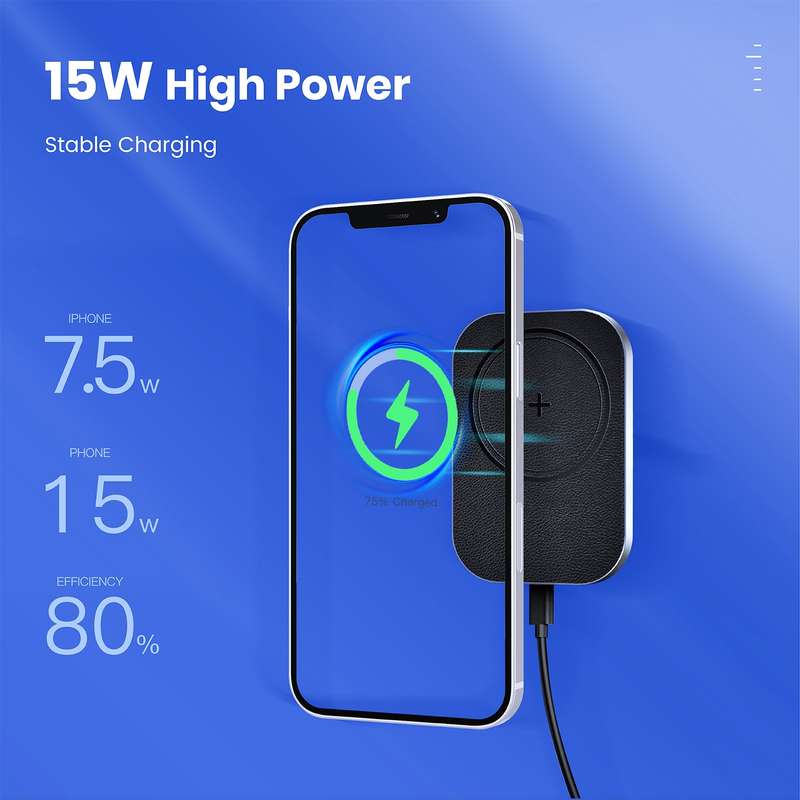 CW12 15W Max QI Standard Magnetic Wireless Charging Car Holder(Black)