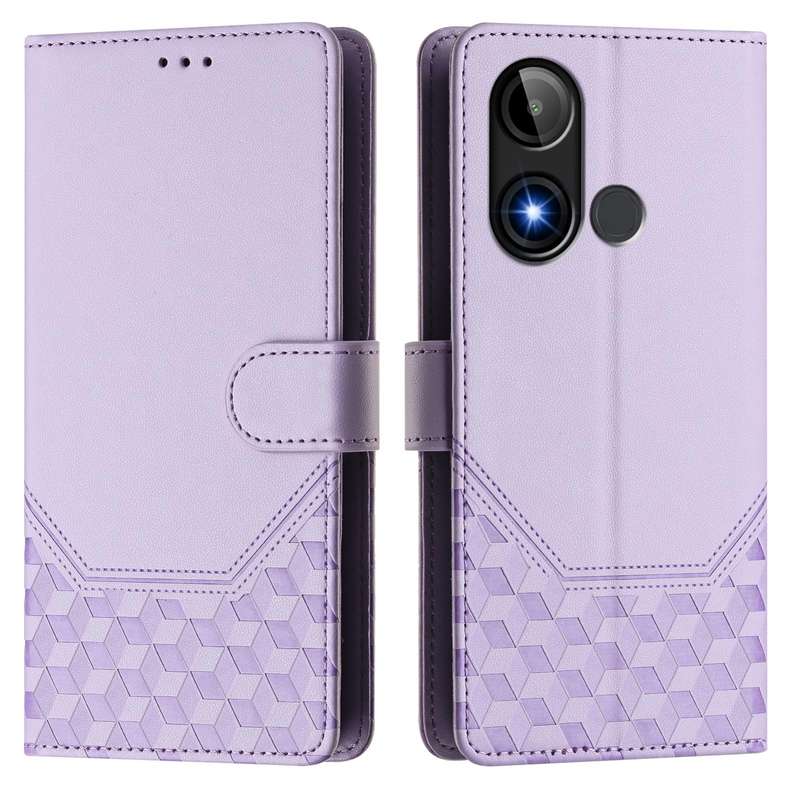 For BLU C9 Honeycomb Embossing RFID Leather Phone Case(Light Purple)