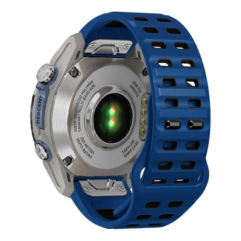 For Garmin 26mm Two Color Rivets Buckle Quick Release Silicone Watch Band(Blue Black)