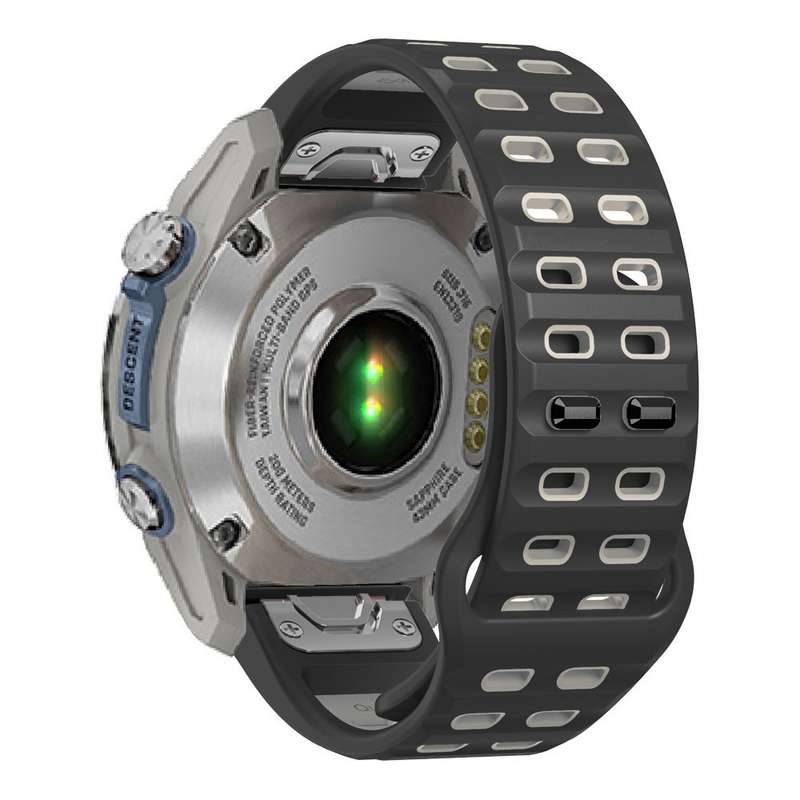 For Garmin 26mm Two Color Rivets Buckle Quick Release Silicone Watch Band(Blue Black)