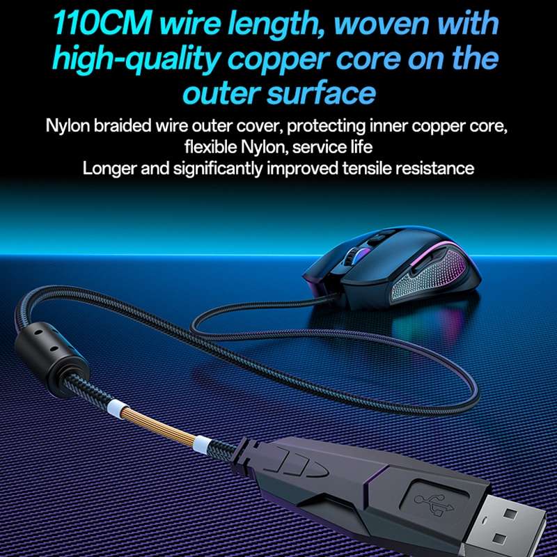 Yesido KB20 USB 7200DPI RGB Wired Mouse(Black)
