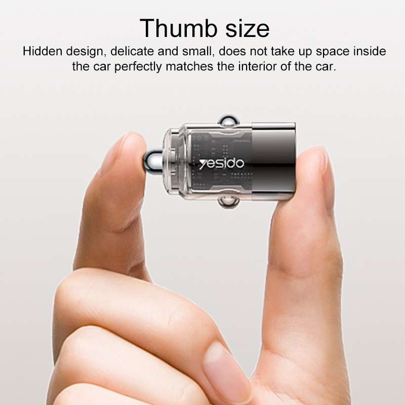 Yesido Y67 PD45W Single USB-C / Type-C Zinc Alloy Mini Car Charger(Metal Grey)