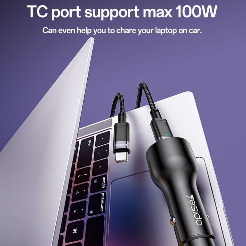 Yesido Y65 PD100W Type-C + QC18W USB Super Fast Car Charger(Black)