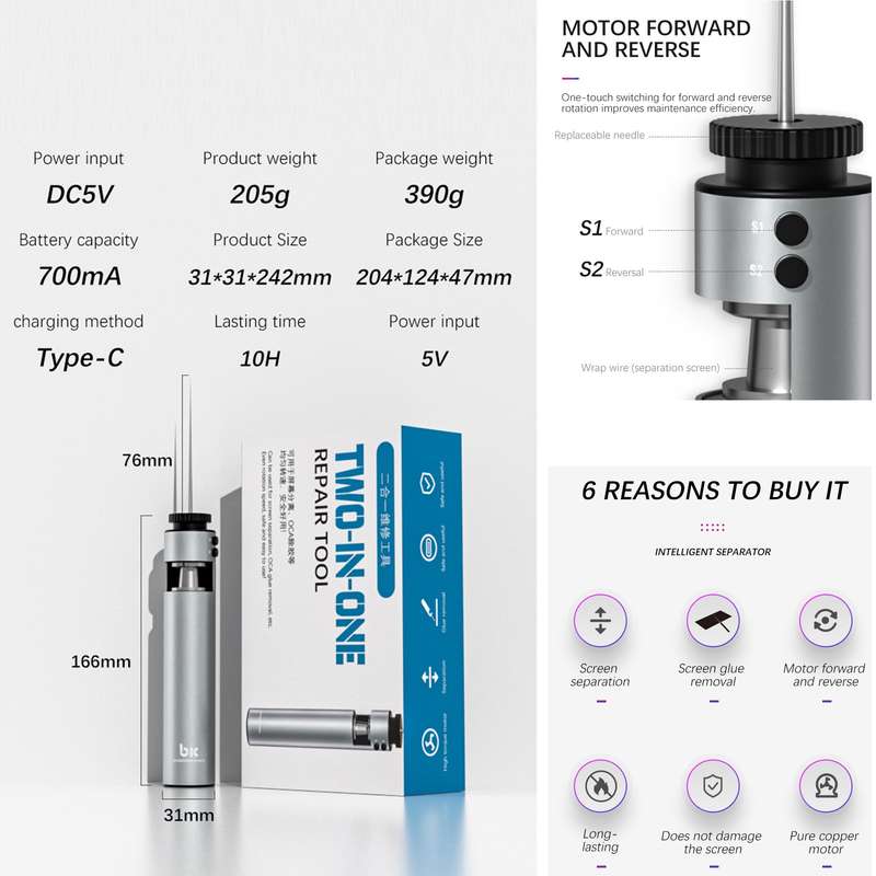 TBK 002 2 in 1 Electric OCA Glue Remover Machine, Plug:EU Plug