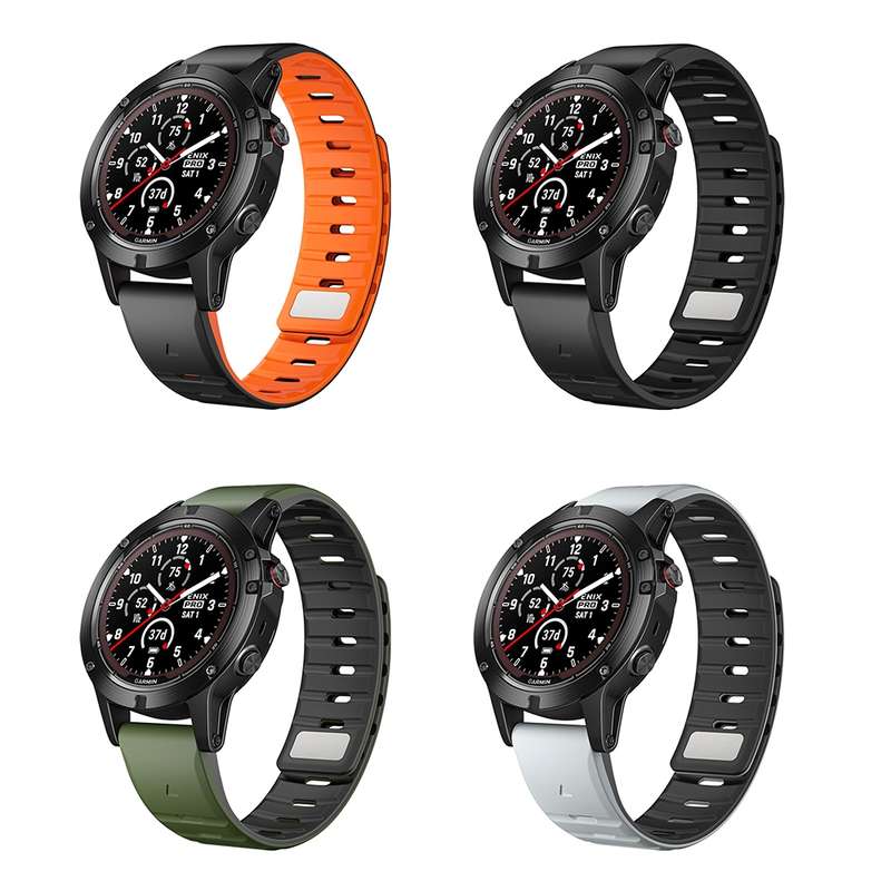 For Garmin 26mm Magnetic Quick Release Silicone Watch Band(Black Orange)