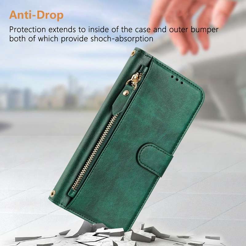 For T-Mobile REVVL 6 5G / REVVL 6x Multi-Card Slots Zipper Wallet Leather Phone Case(Green)