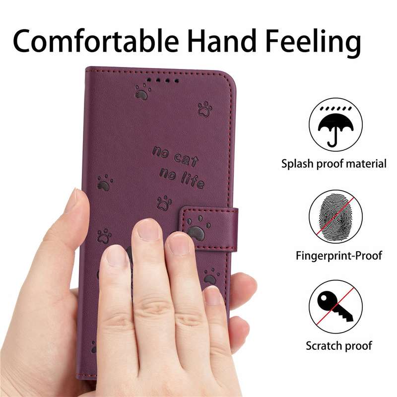 For Redmi Note 14 Pro 5G Embossed Kitten Phone Leather Case with Lanyard(Purple)