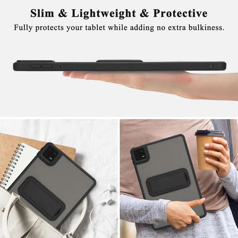 For Xiaomi Redmi Pad SE 11 Skin Feel Holder PC Hybrid TPU Tablet Case(Black)