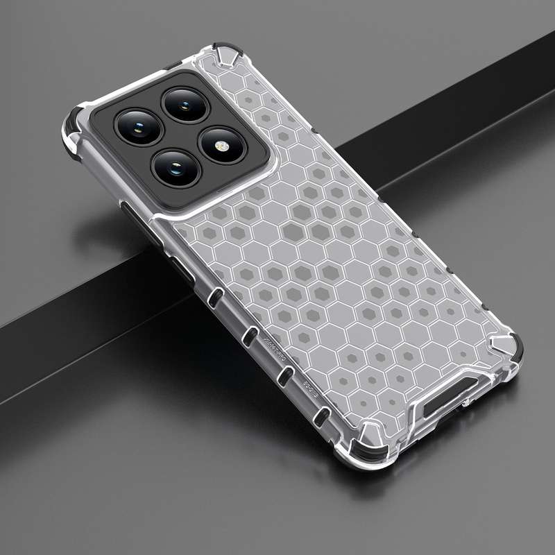 For Xiaomi 14T Pro 5G Global Honeycomb Shockproof Phone Case(White)