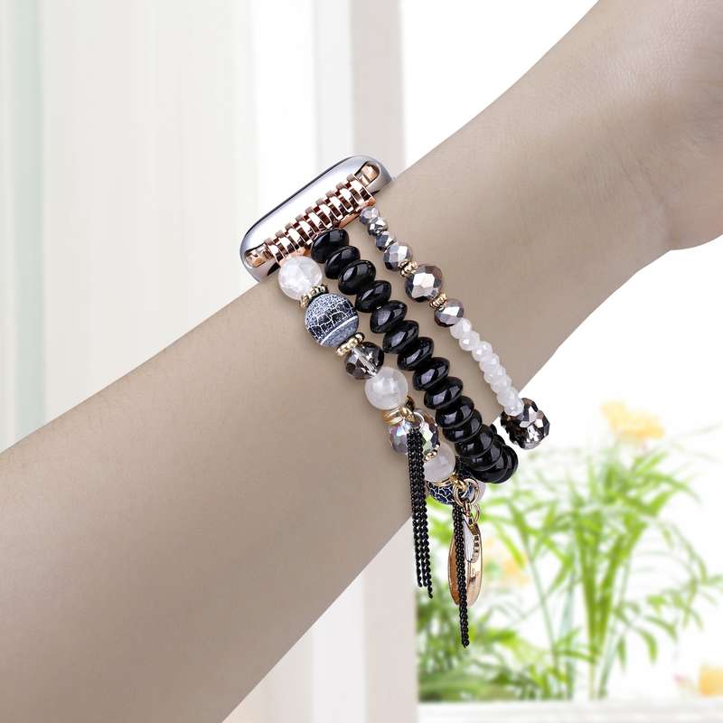For Apple Watch 42mm / 41mm / 40mm / 38mm Shell Beads Chain Watch Band(Brown)