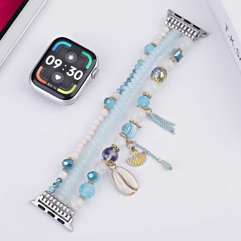 For Apple Watch 42mm / 41mm / 40mm / 38mm Shell Beads Chain Watch Band(Brown)