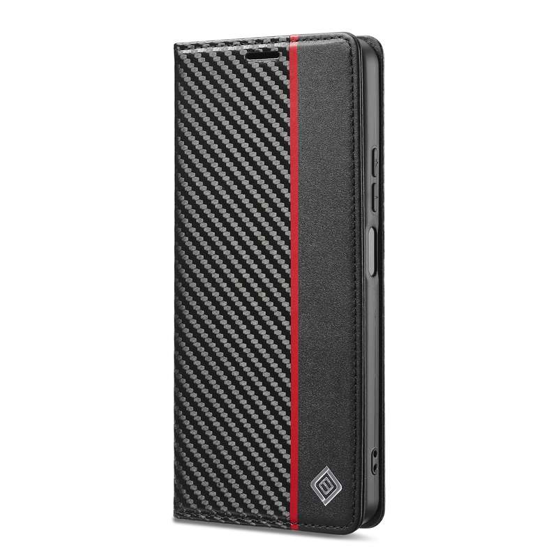 For Redmi 14C 4G LC.IMEEKE Carbon Fiber Texture Flip Leather Phone Case(Horizontal Black)