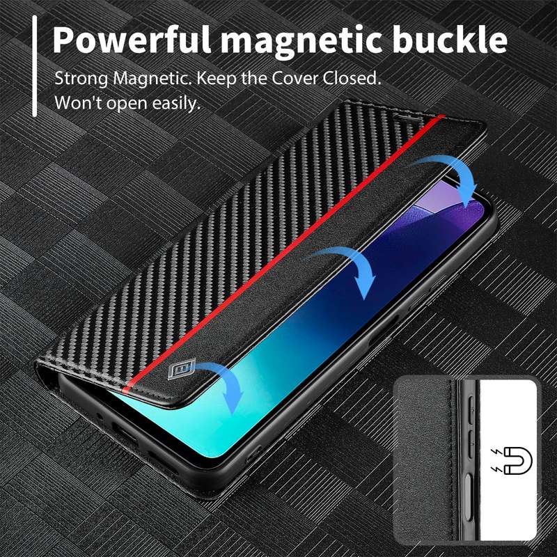 For Redmi 14C 4G LC.IMEEKE Carbon Fiber Texture Flip Leather Phone Case(Horizontal Black)