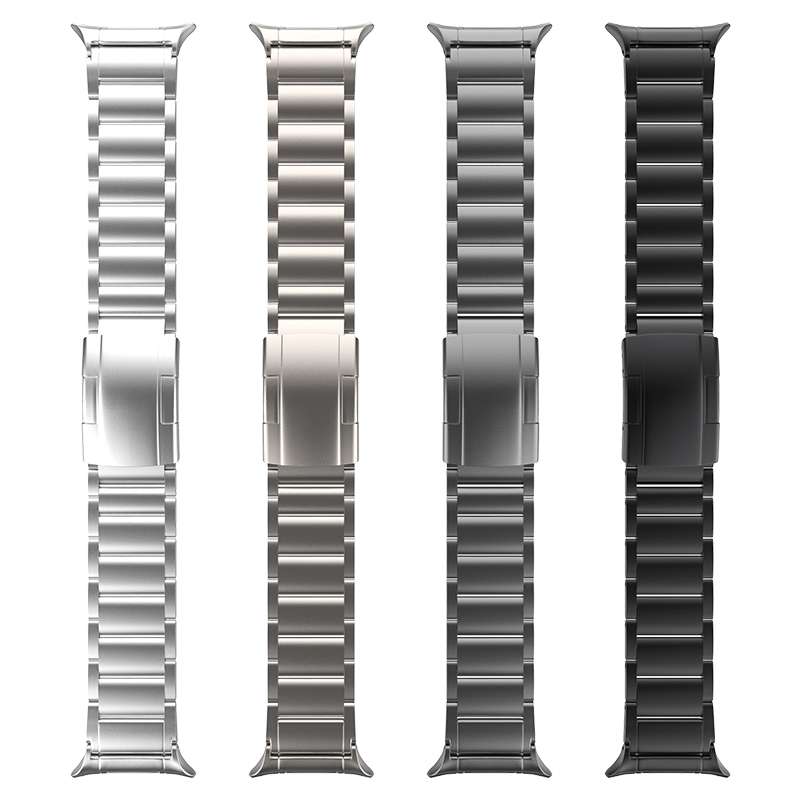 For Samsung Galaxy Watch Ultra 47mm Three Beads Tortoise Buckle Titanium Steel Watch Band(Black)