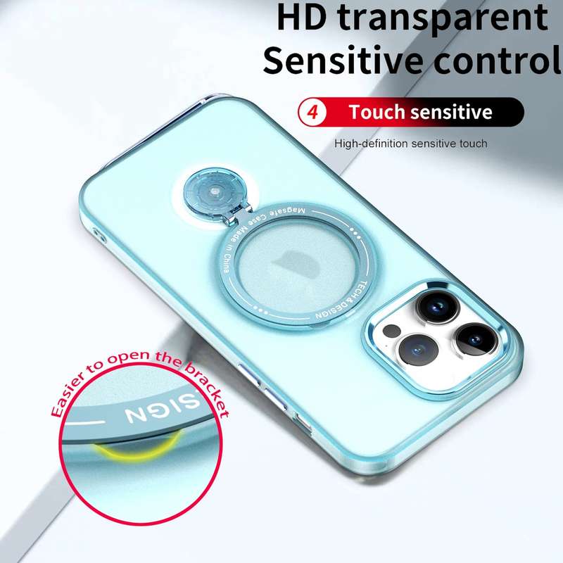 For iPhone 15 Pro Rotation Holder MagSafe Phone Case(Pink)