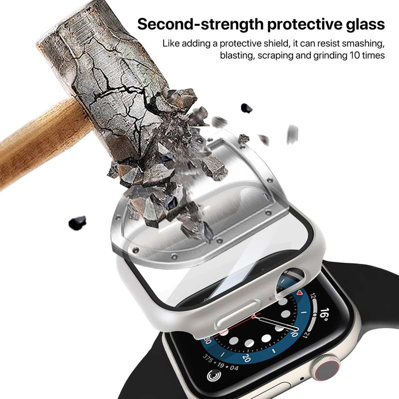 For Apple Watch Series 10 42mm PC Integrated Tempered Film Watch Case(White)