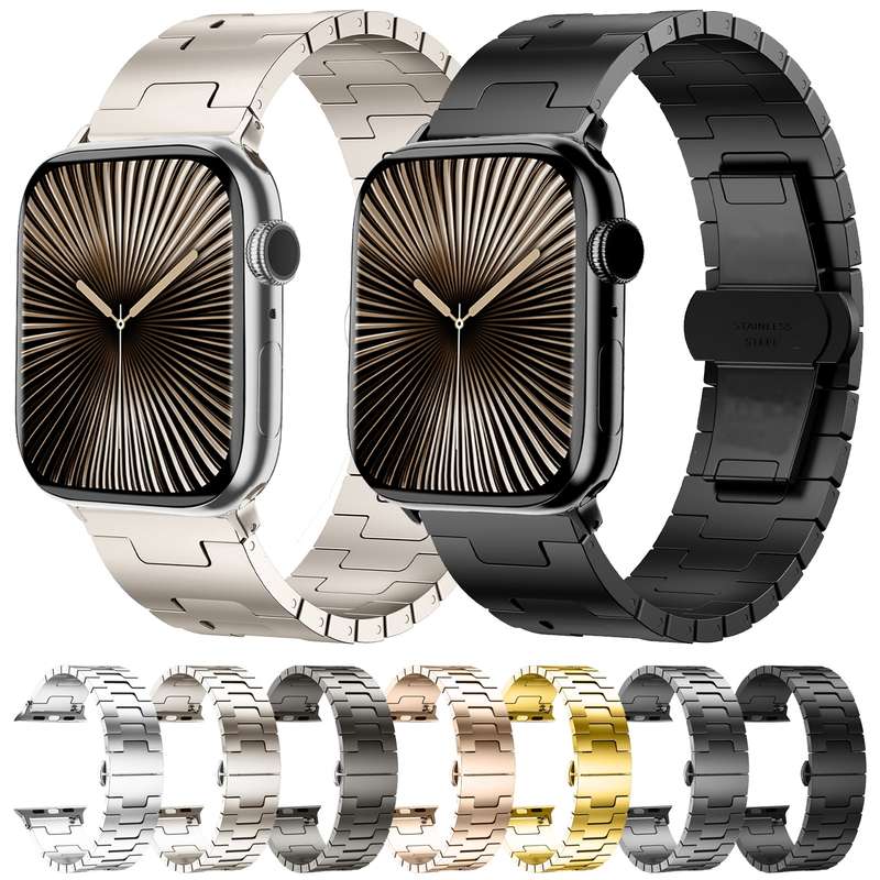 For Apple Watch 46mm / 49mm / 45mm / 44mm Side Release Stainless Steel Watch Band(Silver)