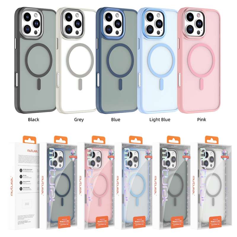 For iPhone 16 Mutural Skin Feel Series Frosted MagSafe Magnetic Phone Case(Black)