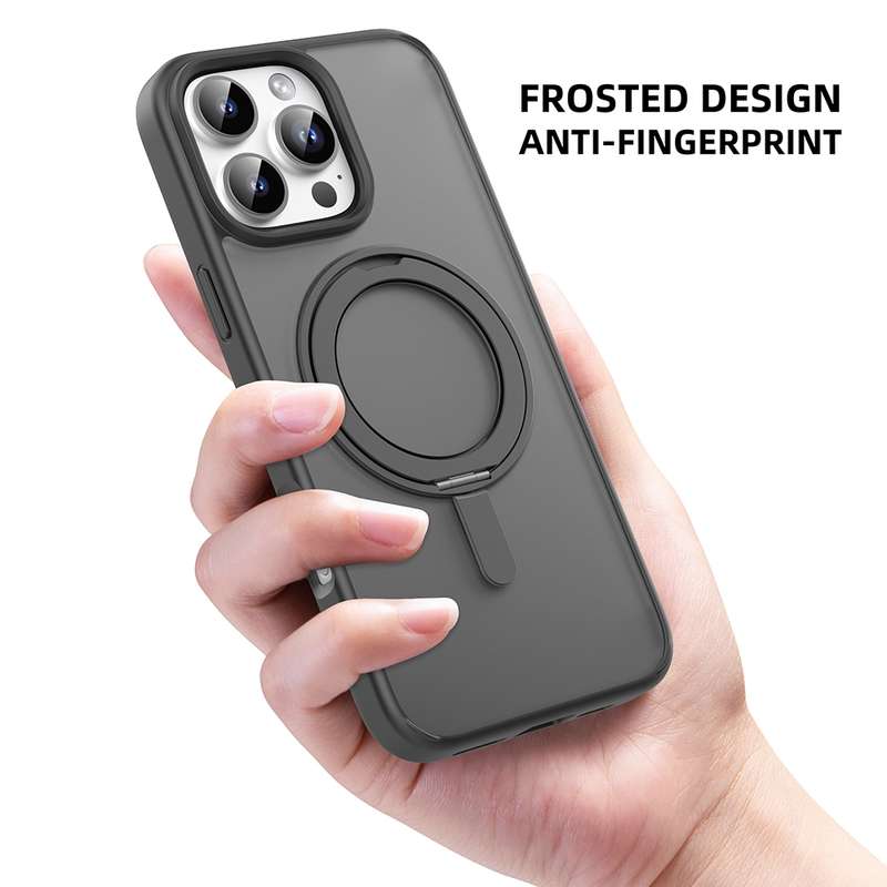 For iPhone 16 Pro Max Mutural Armor Series MagSafe Magnetic Holder Phone Case(Black)