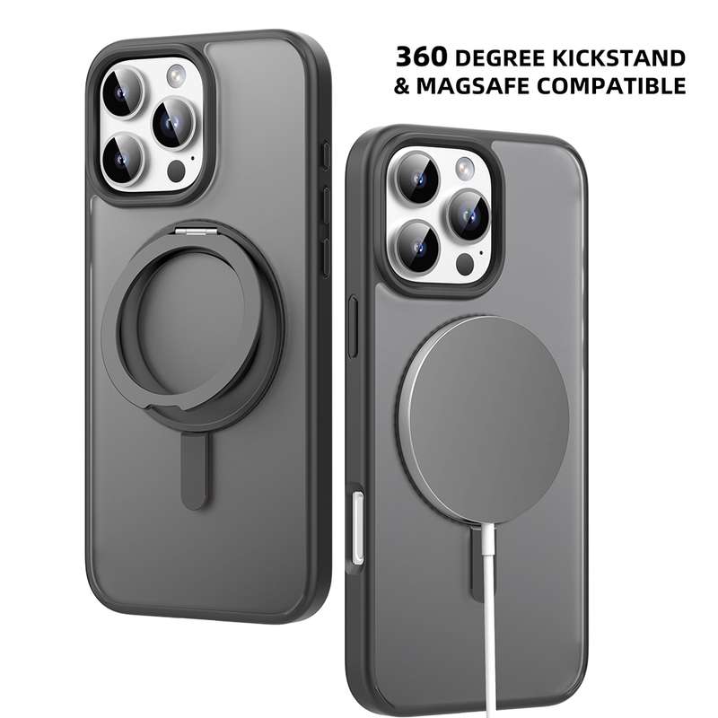 For iPhone 16 Pro Max Mutural Armor Series MagSafe Magnetic Holder Phone Case(Black)