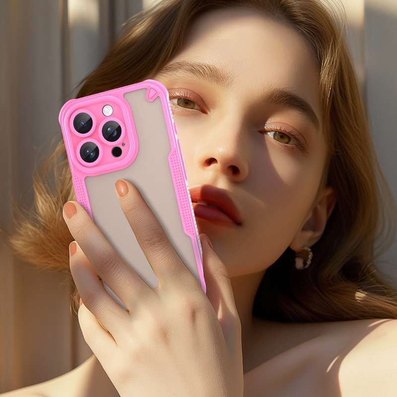 For iPhone 14 Pro Armor Glaze PC Hybrid TPU Phone Case(Pink)