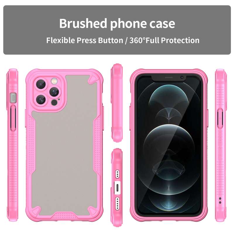 For iPhone 12 Pro Armor Glaze PC Hybrid TPU Phone Case(Pink)