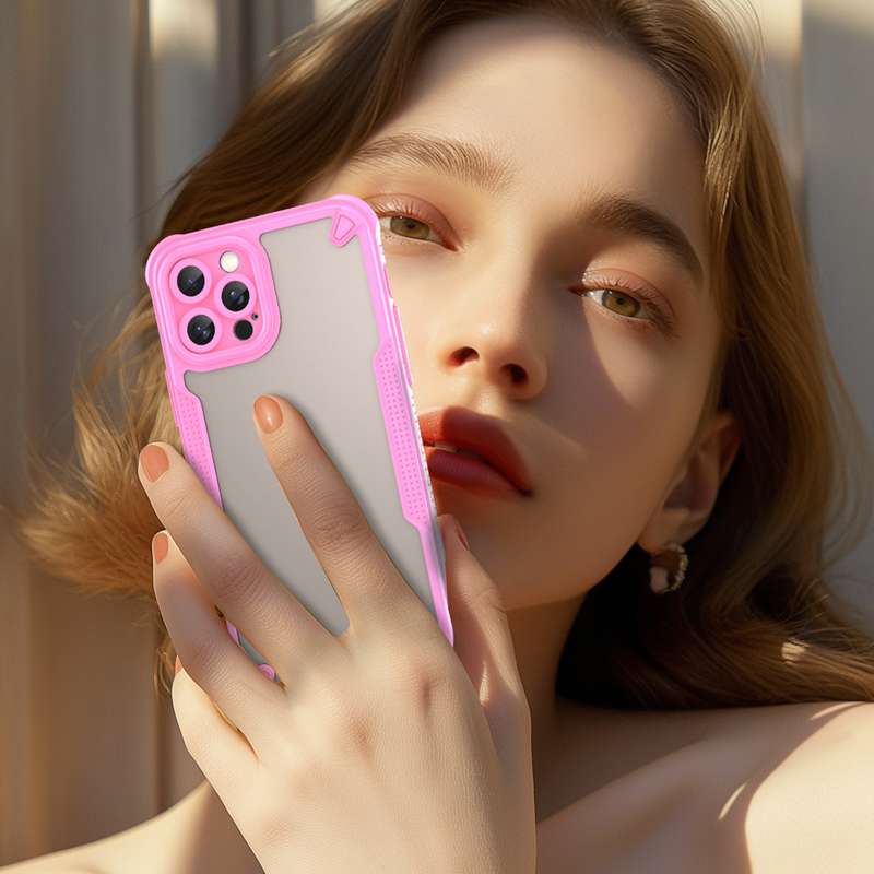 For iPhone 12 Pro Armor Glaze PC Hybrid TPU Phone Case(Pink)