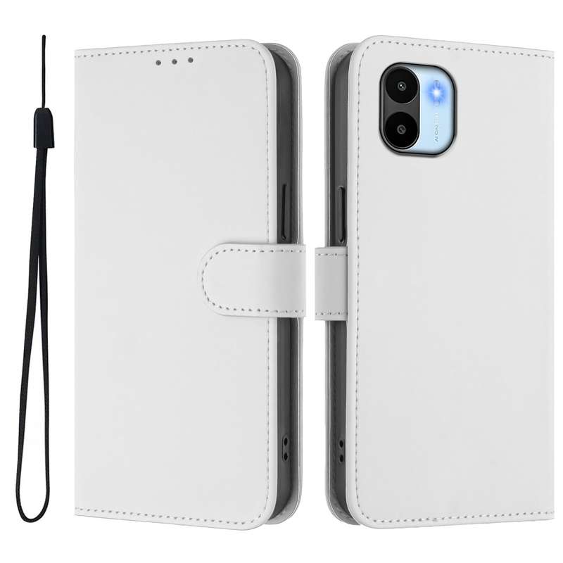 For Redmi A1 4G Global / A2 4G Skin Feel Solid Color Leather Phone Case with Lanyard(Brown)