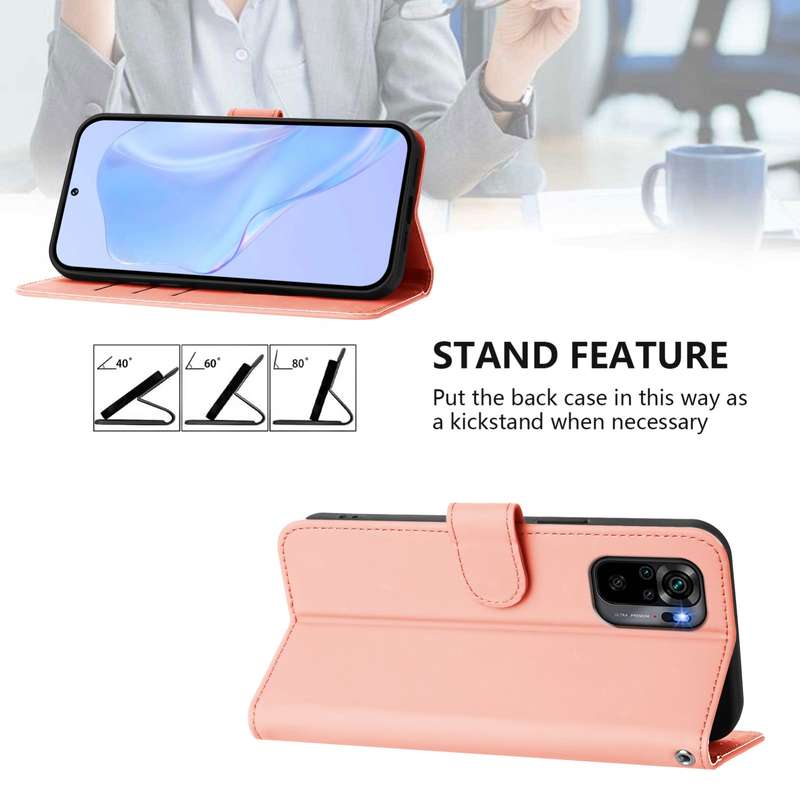 For Redmi Note 10 4G / Note 10S 4G Skin Feel Solid Color Leather Phone Case with Lanyard(Brown)