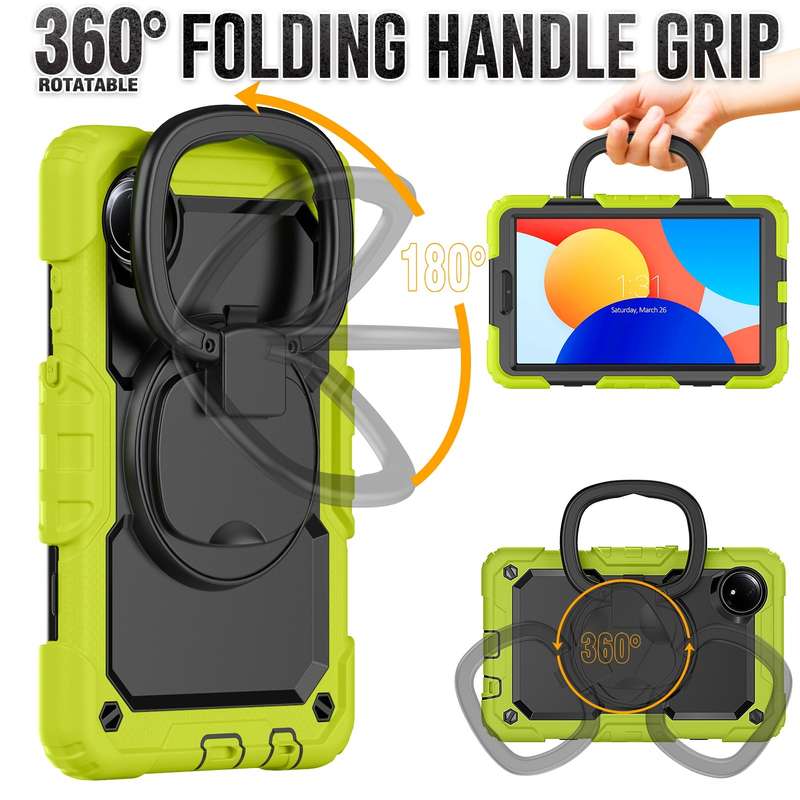 For Xiaomi Redmi Pad SE 8.7 2024 D Type Silicone Hybrid PC Tablet Case with Handle Holder(Orange)