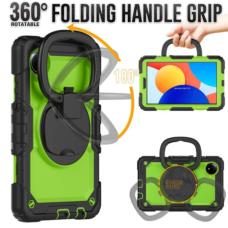 For Xiaomi Redmi Pad SE 8.7 2024 D Type Silicone Hybrid PC Tablet Case with Handle Holder(Orange)