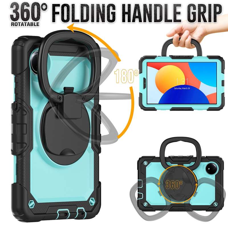 For Xiaomi Redmi Pad SE 8.7 2024 D Type Silicone Hybrid PC Tablet Case with Handle Holder(Orange)