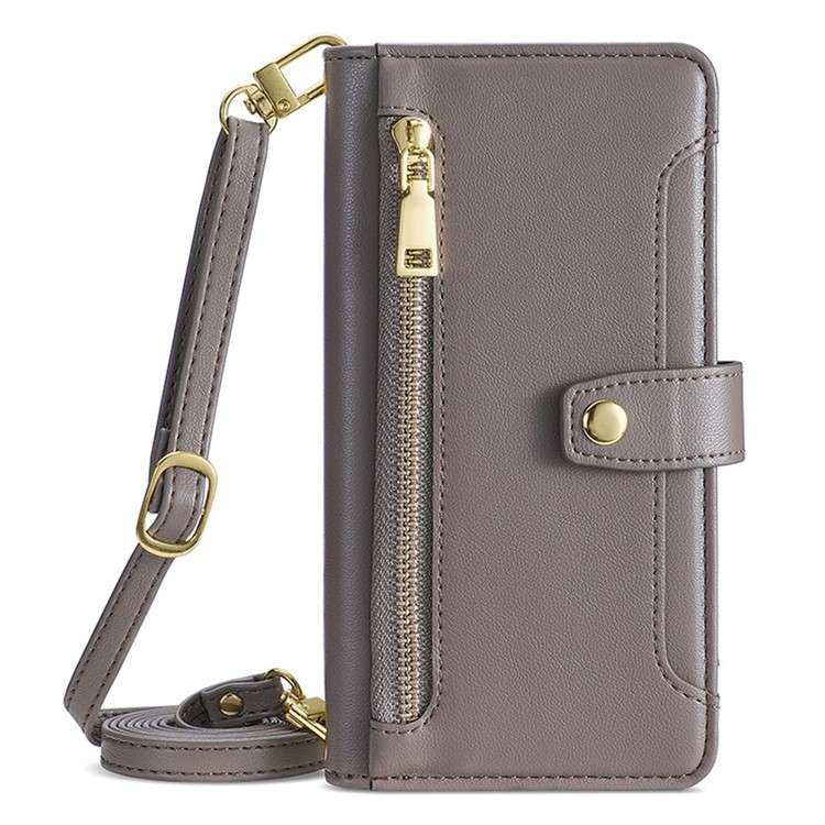 For iPhone 16 Pro Sheep Texture Cross-body Zipper Wallet Leather Phone Case(Black)